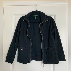 Ralph Lauren Petite size medium, zip-up black jacket